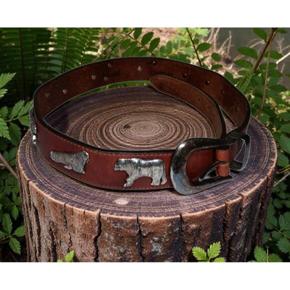 VTG Honest Leather Belt 28 60407 Zoo Animals Up to 29\